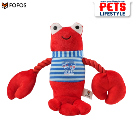 FOFOS Sealife Lobster Plush Dog Toy – Red | Tug & Chew Toy for Small & Medium Dogs