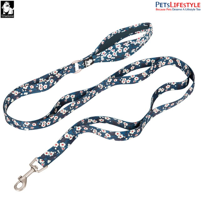 Truelove Multi Handle Floral Leash – Saxony Blue – Premium Control Dog Leash