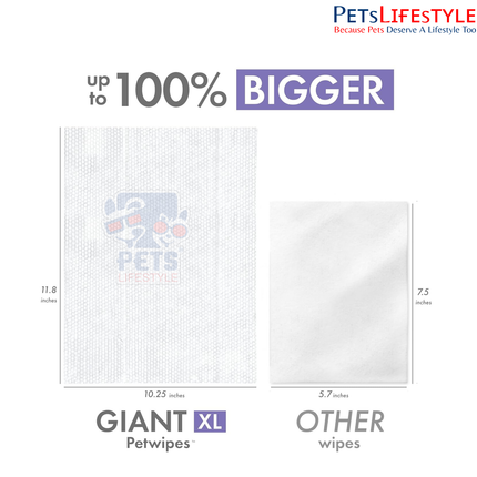 Petkin Giant XL Big N’ Thick PetWipes for Dogs & Cats – 80 Extra-Large Lavender Scent Wipes