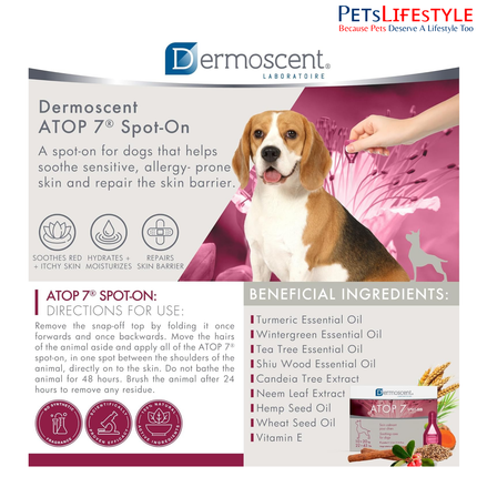 Savavet Dermoscent ATOP 7 Spot-On 1.2ml for Dogs (10–20kg) (1.2ml x 4 Pipette) dermatological spot-on treatment