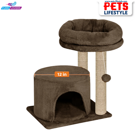 Canine Desk Cozy Cat Tree with Scratching Posts, Platforms and Dangling Toy