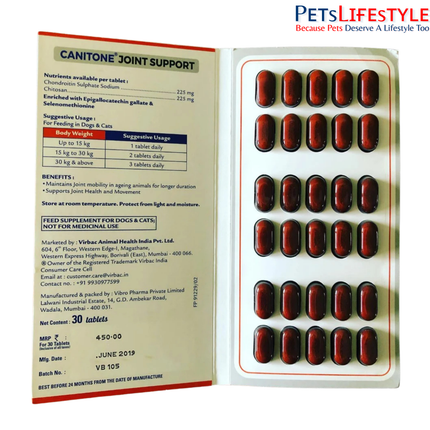 Virbac Canitone Joint Support for Dogs and Cats (30 tablets)