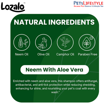 Happie Fur Neem Aloe Pet Shampoo for Dogs & Cats – 300 ml