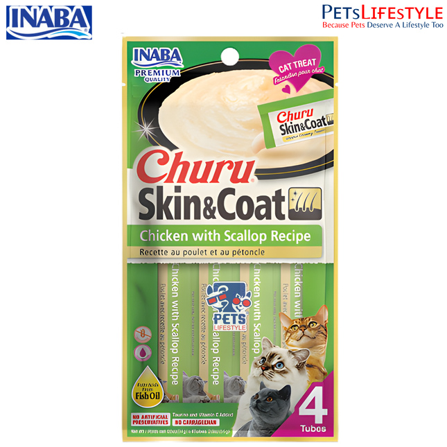 Churu Skin & Coat Chicken with Scallop Recipe – Creamy Treat for Cats