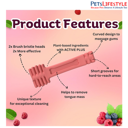 Gnawlers Happy Tummy Berries Dental Bone Treat for Dogs | Daily Dental Chew with Natural Berry Ingredients | 100% Natural Vegetarian Dog Treat