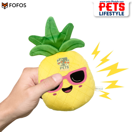 FOFOS Summer Plush Pineapple Dog Toy Tough 2-Layer Fabric + Squeaker Moderate Chewer Toy
