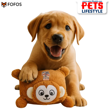 FOFOS Puppy Toy – Squeaky Monkey | Soft Plush Teething Toy for Puppies
