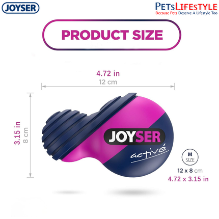 JOYSER Active TPU Duoball with Squeaker Durable Chew & Fetch Dog Toy – Blue/Pink (M)