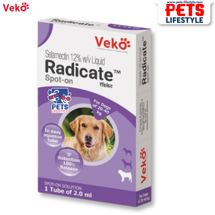 Veko Radicate Spot-On for Large Dogs (20.1 – 40 kg) – 2 ml (240 mg Selamectin)