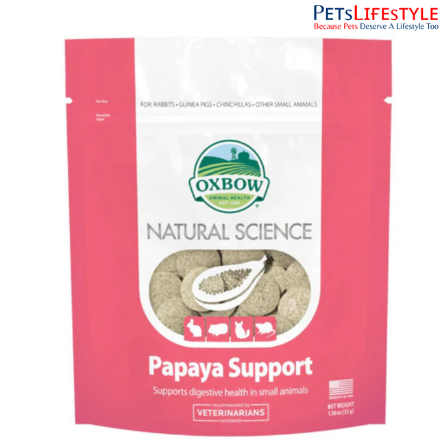Oxbow Natural Science Papaya Support Digestive Supplement for Rabbits, Guinea Pigs, Hamsters, Chinchillas, Small Animals 33 Grams