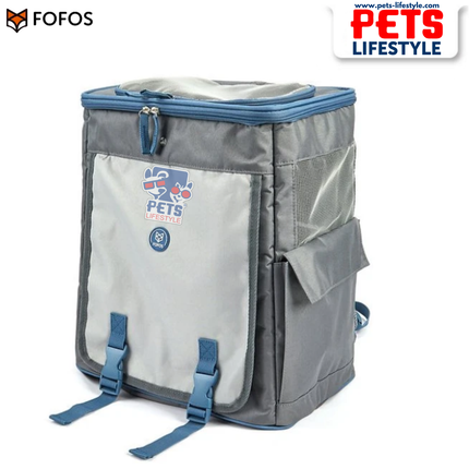 FOFOS Backpack Carrier Grey/Blue – Ventilated Dog & Cat Travel Backpack