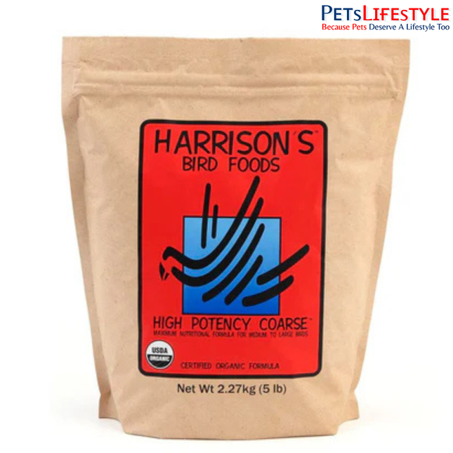 Harrison's Bird Foods High Potency Coarse Maximum Nutritional Certified Organic Formula For Medium To Large Birds