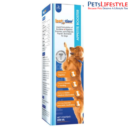 Ipettizer Buclizine & Digestive Enzymes Syrup for Dogs Appetite & Digestion Support (200 ml)