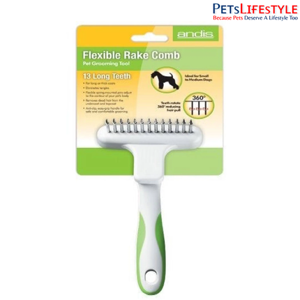 Andis Flexible Rake Comb for Dogs – Lime Green
