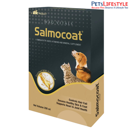 Salmocoat Syrup for Dogs & Cats – 200 ml Omega Fatty Acids, Vitamins & Mineral Feed Supplement