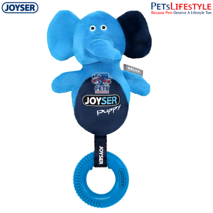 JOYSER Puppy Elephant with Ring Plush Dental Chew Dog Toy – Dark Blue (S/M)