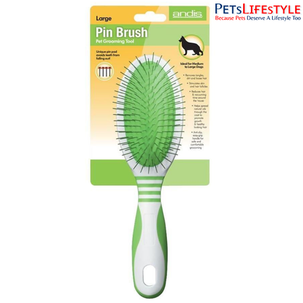 Andis Pin Brush for Medium & Long Hair Dogs – Medium & Large