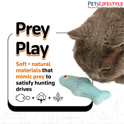 FOFOS Sardine Fish Cat Toy (Pack of 3) – Handmade Wool Fish with Imported Catnip for Kittens & Cats