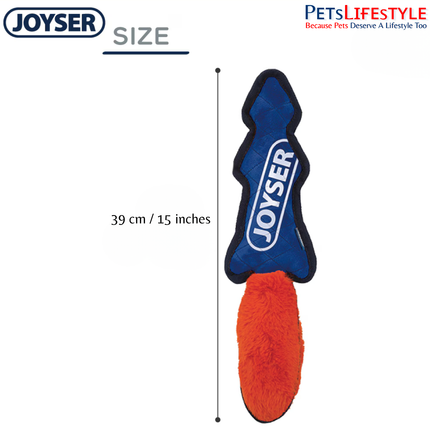 JOYSER Slimmy Skin Fox Plush Dog Toy with Squeaker – Blue/Orange (S/M)