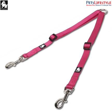 Truelove Double Leash – Nylon Dual Dog Leash Coupler (Fuchsia)