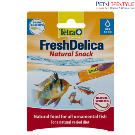 Tetra FreshDelica Bloodworms Nutrient-Rich Gel Treats for Ornamental Fish with Natural Ingredients & Essential Vitamins 48 Gram