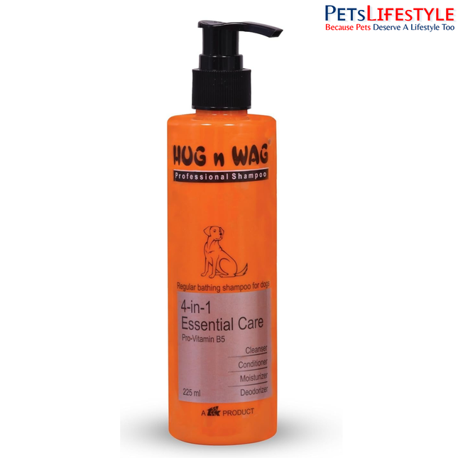 TTK Hug n Wag Professional 4-in-1 Essential Care Shampoo for Dogs & Puppies – 225ml
