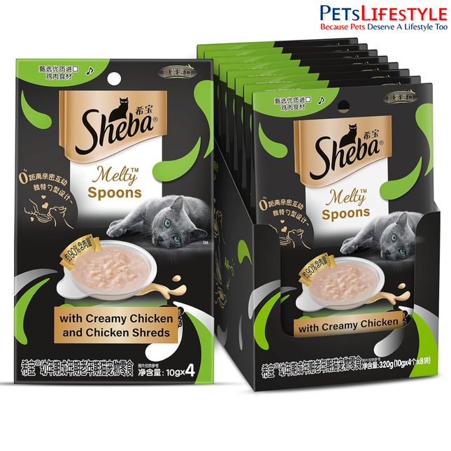Sheba Melty Spoons Creamy Chicken & Chicken Shred Lickable Creamy Cat Treats