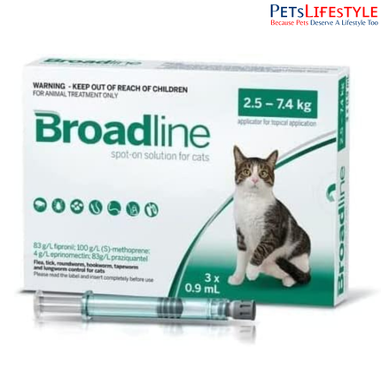 Broadline Spot-On Broad Spectrum Solution for Cats  Between 2.5-7.5kg 0.9ml