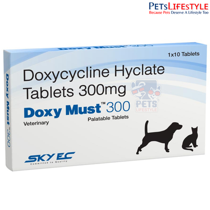 Sky EC DoxyMust Tablets | Doxycycline Hyclate Tablets for Dogs & Cats | Broad-Spectrum Veterinary Antibiotic
