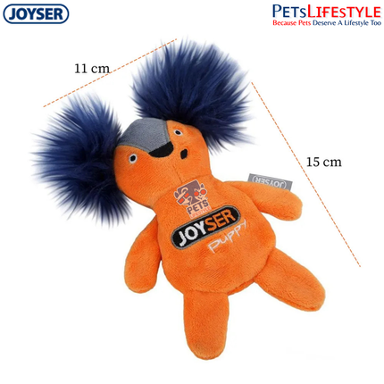 JOYSER Puppy Squirrel with Replaceable Squeaker Dog Toy – Orange (S/M)