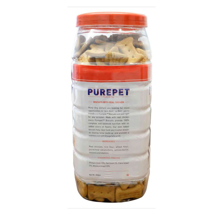 Purepet Dog Biscuits Jar (455g) – Milk / Chicken / Mutton Flavours Dog Treats