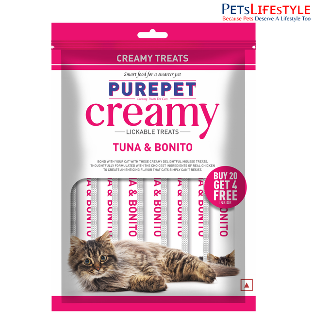 Purepet Creamy Lickable Cat Treats Tuna & Bonito (15g x24 Pcs) 360g