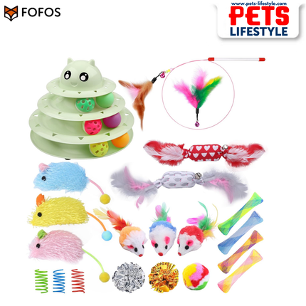 FOFOS Garden Tube Assorted Cat Toys – 24 pcs Catnip Toys for Batting & Swatting