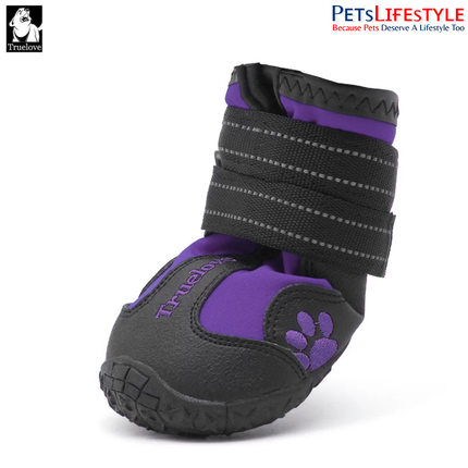 Truelove  Dog Boots (Purple) Waterproof Dog Shoes , Non-Slip Paw Protection ( 4 SHOES )