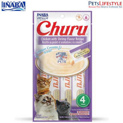 Inaba Churu Chicken with Shrimp Flavor Recipe is a premium lickable cat treat