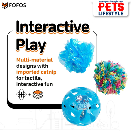 FOFOS Sardine Cat Toy 9 Pack Catnip-Infused Multi-Texture Toys for Batting & Swatting