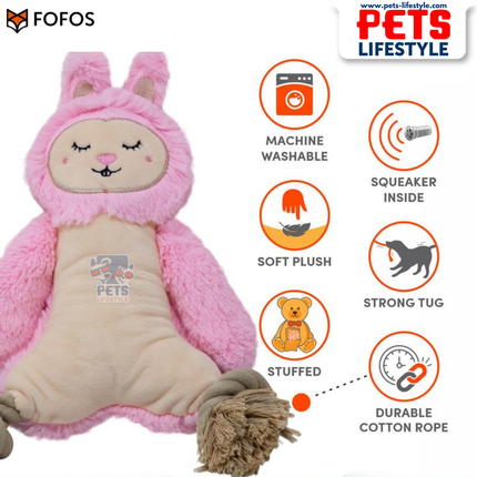 FOFOS Ropeleg Plush Rabbit Toy – Rope Tug + Soft Plush