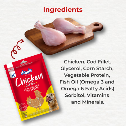 Drools Chicken Cod Roll Dog Treats 70g
