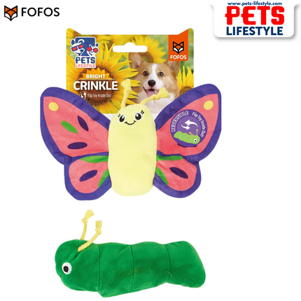 Fofos Butterfly Reversible Crinkle Dog Toy