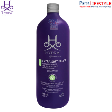 Hydra Extra Soft Professional Facial Pet Shampoo, Sulfate-Free and Hydroallergenic, 1000ml