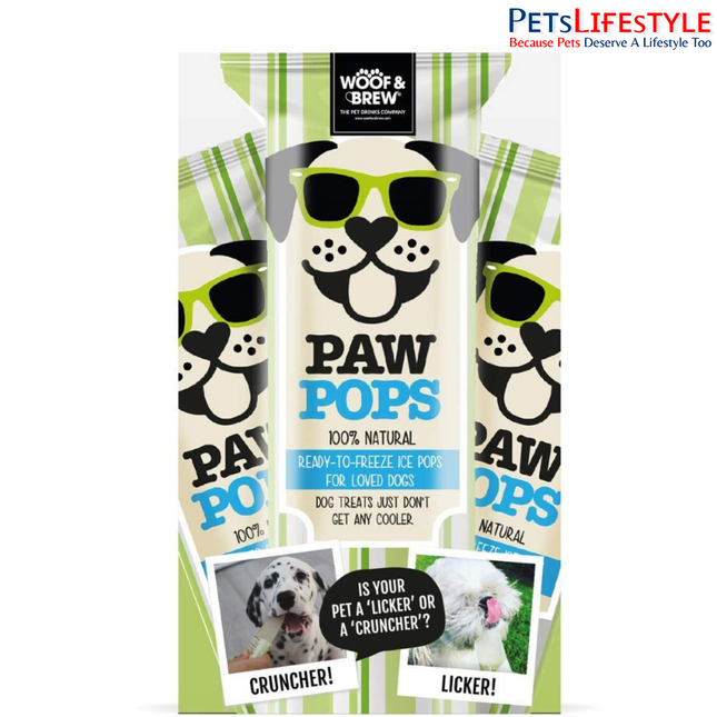 Woof & Brew Paw Pops Ready-to-Freeze Ice Pops for Dogs – Blueberry Flavour (6 Pack)