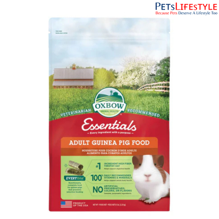 Oxbow Essentials Adult Guinea Pig Food 2.25kg – High Fiber Timothy Hay Diet for Guinea Pigs