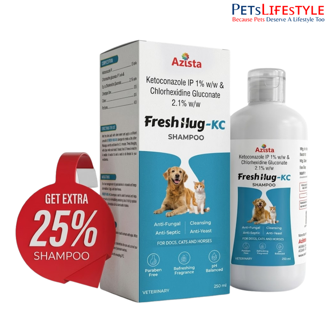Fresh Hug KC Ketoconazole Shampoo 250ml for Dogs & Cats – Antifungal & Antibacterial Skin Care | Azista Vet