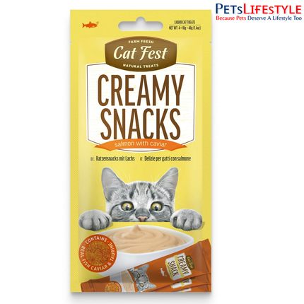 Cat Fest Creamy Snacks Salmon with Caviar lickable cat treat 40 g pack front