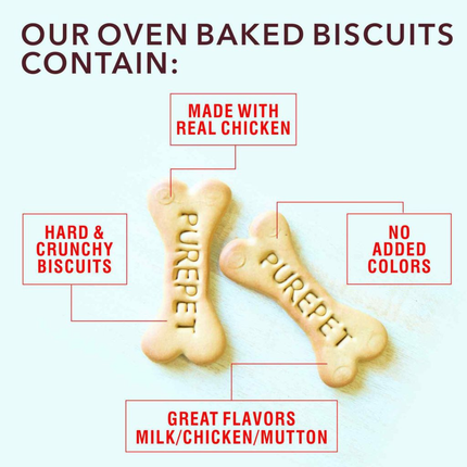 Purepet Milk Flavour Real Chicken Biscuit Dog Treats 455 g