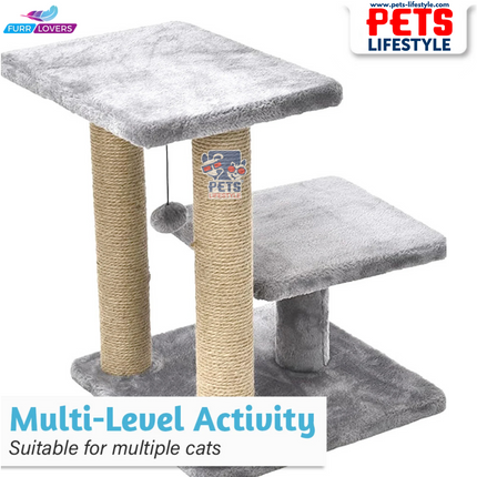 Canine Desk Cozy Cat Tree with Scratching Posts, Platforms and Dangling Toy