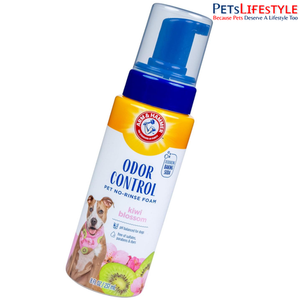 Arm & Hammer Odor Control Dry Bath No Rinse for Dogs Kiwi Blossom 237 ml | Waterless Foaming Dog Shampoo