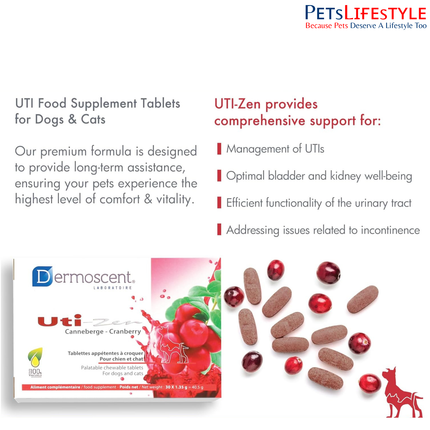 Dermoscent Uti-Zen Urinary Tract Health Supplement for Dogs & Cats (30 Tablets)