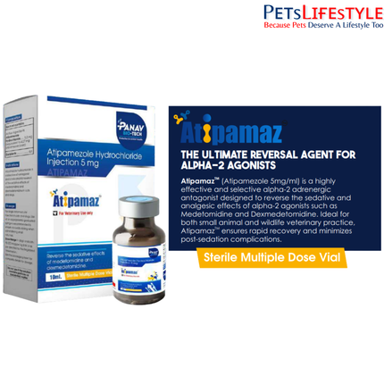 Atipamaz Atipamezole Hydrochloride Injection 5 mg/ml for Dogs, Cats & Wildlife (10 ml)