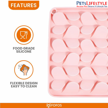 FOFOS Licking Mat Pink – Food-Grade Silicone Slow Feeder & Enrichment Mat for Dogs and Cats